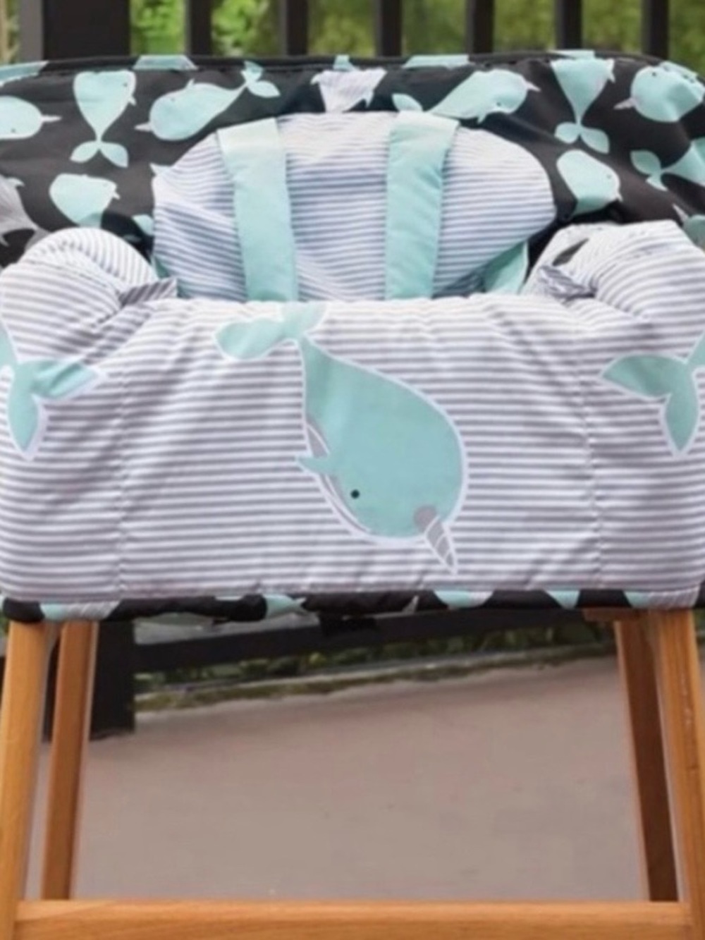 Go by Goldbug Shop Cart Narwhals Striped Baby Cover